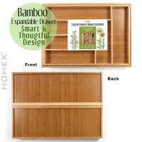 Bamboo Expandable Kitchen Utensil Drawer Organizer with 2 Adjustable Dimensions