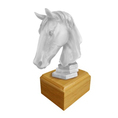 Resin Horse Head Urn Stand With Bamboo Base